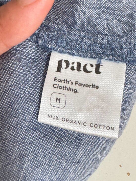 PACT 100% Organic Cotton Blue Chambray Drawstring Crop Pants Size Medium - Picture 9 of 10